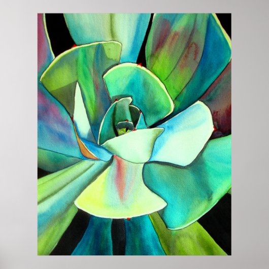 多肉性の水絵画彩植物芸術 ポスター (正面)