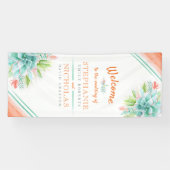 多肉性の緑のオレンジ結婚のアートウェルカムバナー 横断幕 (横)