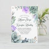 多肉性の緑の紫のフローラ結婚ズ 招待状 (スタンド正面)