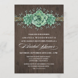 多肉性の赤ちゃんの息のブライダルシャワー招待状 招待状