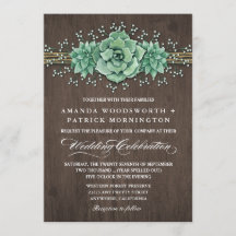 多肉性の赤ちゃんの息素朴結婚式招待状