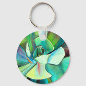 多肉性の青と緑の砂漠の水のカラーアート キーホルダー (正面)