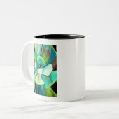 多肉性の青と緑の砂漠の水のカラーアート ツートーンマグカップ (正面左)