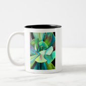 多肉性の青と緑の砂漠の水のカラーアート ツートーンマグカップ (左)