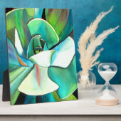 多肉性の青と緑の砂漠の水のカラーアート フォトプラーク (側面)