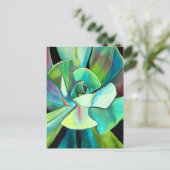 多肉性の青と緑の砂漠の水のカラーアート ポストカード (スタンド正面)