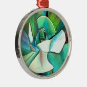 多肉性の青と緑の砂漠の水のカラーアート メタルオーナメント (右)