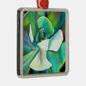 多肉性の青と緑の砂漠の水のカラーアート メタルオーナメント (右)