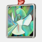 多肉性の青と緑の砂漠の水のカラーアート メタルオーナメント (左)