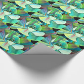 多肉性の青と緑の砂漠の水のカラーアート ラッピングペーパー (角)