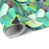 多肉性の青と緑の砂漠の水のカラーアート ラッピングペーパー (ロールコーナー)