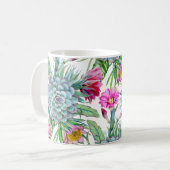 多肉性エケベリアサボテンの花のパターン コーヒーマグカップ (正面左)