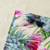 多肉性エケベリアサボテンの花のパターン ビーチタオル (インサイチュ)