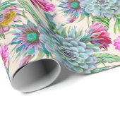 多肉性エケベリアサボテンの花のパターン ラッピングペーパー (ロールコーナー)