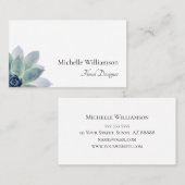 多肉性エレガント緑のスクリプトタイポグラフィ 名刺 (正面/裏面)