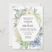 多肉性エレガント緑結婚式招待状 招待状 (正面)