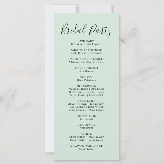 多肉性エレガント緑結婚式 プログラム (裏面)