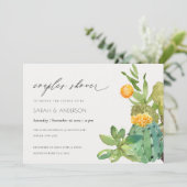 多肉性カッティイエローファーンズカップルシャワー招待状 サンキューカード (スタンド正面)