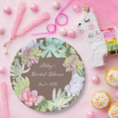 多肉性グリーンリースブライダルシャワー ペーパープレート (パーティー)