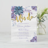 多肉性ゴールドフォイル水カラー結婚式招待状 招待状 (スタンド正面)