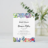 多肉性サボテンのブライダルシャワー招待 ポストカード (スタンド正面)