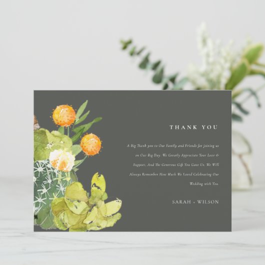 多肉性サボテンの庭の水色ありがとう サンキューカード (スタンド正面)