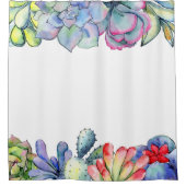 多肉性サボテンの水色 シャワーカーテン (正面)