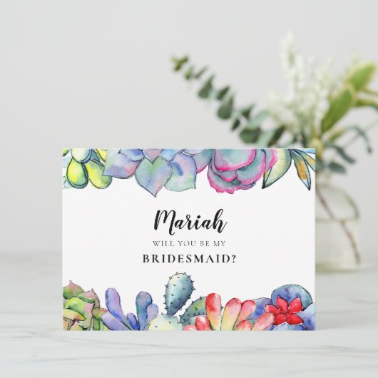 多肉性サボテンの花嫁プロポーザルのカード 招待状 (スタンド正面)