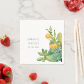 多肉性サボテンの黄色い結婚緑の葉 スタンダードカクテルナプキン (インサイチュ)