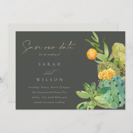 多肉性サボテンフローラ水色保存日 セーブザデート (正面/裏面)