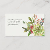 多肉性サボテンフローラ赤結婚水色 プレイスカード (裏面)