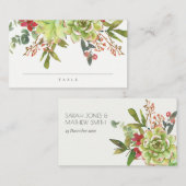 多肉性サボテンフローラ赤結婚水色 プレイスカード (正面/裏面)