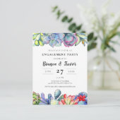 多肉性サボテン婚約パーティ招待 ポストカード (スタンド正面)