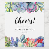 多肉性サボテン結婚の水色 ワインラベル (シングルラベル)