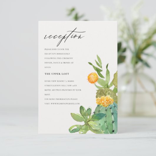 多肉性サボテン黄色い葉の結婚披露宴 エンクロージャーカード (スタンド正面)