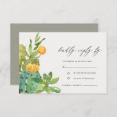 多肉性サボテン黄葉結婚式RSVP エンクロージャーカード (正面/裏面)