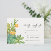 多肉性サボテン黄葉結婚式RSVP エンクロージャーカード (スタンド正面)