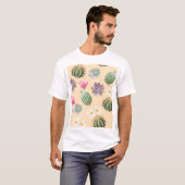 多肉性サボテン:高詳細パターン Tシャツ (正面フル)