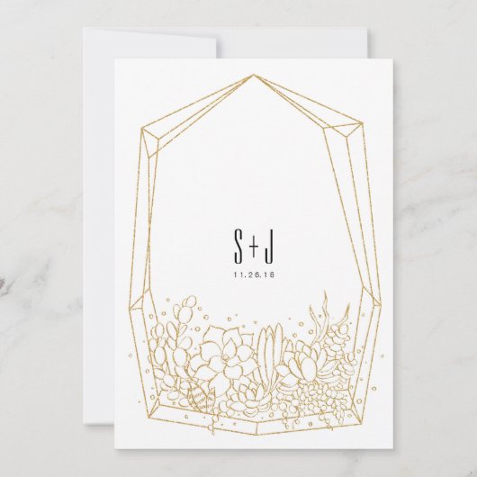 多肉性テラリウム結婚式招待状 招待状 (裏面)