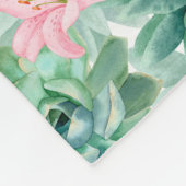 多肉性ピンクユリ植物花パターン フリースブランケット (角)