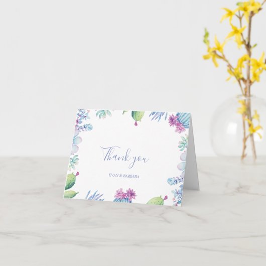 多肉性フローライラストレーションサンキューカード カード (黄色い花)