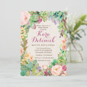 多肉性フローラサボテンのブライダルシャワー招待 招待状 (スタンド正面)