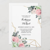 多肉性フローラ幾何学結婚式招待状 招待状 (正面/裏面)