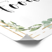 多肉性フローラ金ゴールド幾何学的フレーム食品サイン ポスター (角)