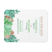 多肉性ブーケ植物性フローラ日付を保存 マグネット (横)