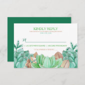多肉性ブーケ植物性フローラ結婚式RSVP 出欠カード (正面/裏面)
