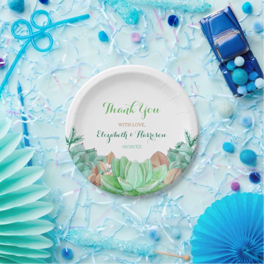 多肉性ブーケ植物性結婚フローラ ペーパープレート (パーティー)