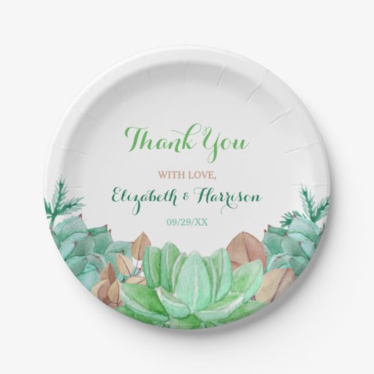 多肉性ブーケ植物性結婚フローラ ペーパープレート (正面)