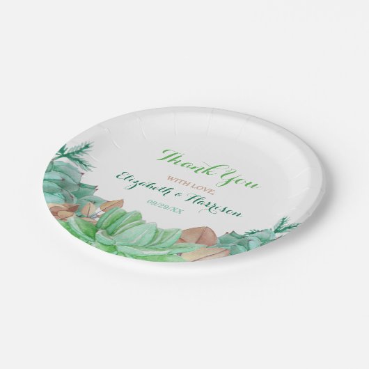 多肉性ブーケ植物性結婚フローラ ペーパープレート (アングル)