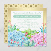 多肉性ベビーシャワー性発現招待状 招待状 (正面/裏面)